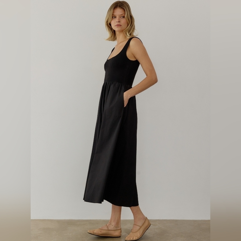 All Row Lucinda Black Midi Market Dress Size Small Minimalist Preppy Neutral - Picture 9 of 15